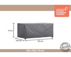Winza Outdoor Covers - Premium - beschermhoes tafel tot 160 cm - Afmeting : 165x105x75 cm - Extra geleverd met PopUp Bobbin voor optimale waterafloop - Tuintafel hoes - tuinmeubelhoes -