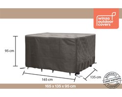 Winza Outdoor Covers - Premium - beschermhoes tuinset - tuinsethoes - S - Afmeting : 165x135x95 cm - Grijs - Waterdicht - met 2 jaar garantie - Recyclebaar Polypropyleen