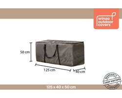 Winza Outdoor Covers - Premium Kussentas - tuinkussentas - afmeting 125x40x50 cm - 2 Jaar Garantie - Antraciet- PP - met Handvaten
