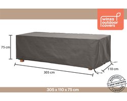 Winza Outdoor Covers - Premium - tuintafelhoes tot 300 cm - Afmeting : 305x110x75 cm - Extra geleverd met PopUp voor optimale waterafloop