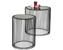 Wire bijzettafel zwart (set van 2) - Kare Design
