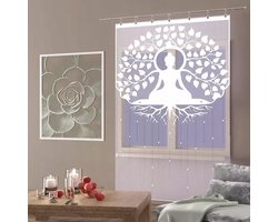 Wisan Bohdi jacquard vitrage -100 x 165 cm, gordijn met jacquardpaneel en franjes- wit- 100 x 165 cm