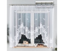 Wisan | Karolina | Witte Jacquard Vitrage Gordijn | 300 x 160 cm | Bevestiging met Gordijnklemmen |