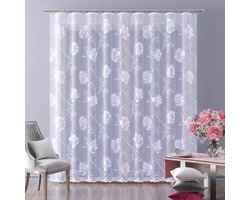 Wisan Rozaria jacquard vitrage Gordijn 300x 250 cm - Curtains - hoogwaardig jacquardgordijn- wit- 300 x 250 cm