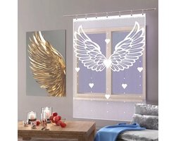 Wisan Vleugels jacquard vitrage -100 x 165 cm, Jacquard paneelgordijn met franjes, gordijn curtains it- 100 x 165 cm