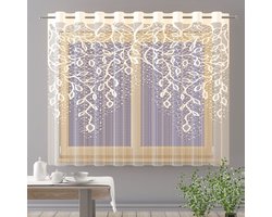 Wisan - Yagmur- jacquard vitrage - Crème Gordijn 150 x150 cm - Curtains - Jacquardgordijnen- Crème - 150 x 150 cm