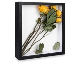 WiseGoods 3D Fotolijst Zwart 25x25 cm - Diepe Fotolijst Hout met Acryl Front voor Foto's, Kunst en Decoratie - Woondecoratie Cadeau