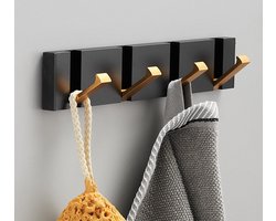 WiseGoods Luxe Haakjes Badkamer Inklapbaar - Handdoek / Kleding Hanger - Hangers - Wandkapstok - Kapstok Haken - Zwart / Goud