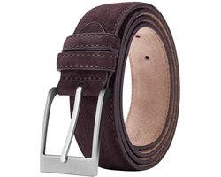 WiseGoods Luxe Heren Riem Suede Bruin 110CM - Verstelbaar & Inkortbaar - Klassieke Broekriem - Luxe Design - Herenriem - Riemen