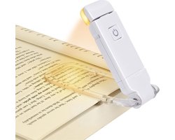 WiseGoods Luxe Mini Leeslampje Met Vergrootglas - USB Leeslamp & Loep - Bedlamp - Boeken Lezen - Cadeau - Boekenlegger Lampje Wit