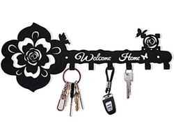 WiseGoods Luxe Welkom Thuis Sleutelrekje - Welcome Home Design - Woonaccessoires - Decoratie - Sleutelbord - Sleutelbakje - Zwart