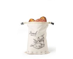 WiseGoods Premium Bijenwas Broodzak 31x42CM - Herbruikbare Katoenen Opbergzak - Zelfgebakken Brood - Zuurdesem Bakken - Beige