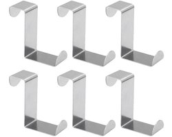 WiseGoods Premium Deurhaak RVS - 6 Stuks Zonder Schroeven - Kapstok - Keuken & Badkamer Ophanghaak - Haak - Ophanghaken - Zilver