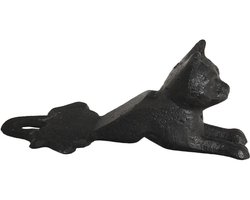 WiseGoods Premium Deurstopper Kat - Woonaccessoires Van Gietijzer - Deurstoppers - Deur Stopper - Wonen - Cadeau - 15.5CM - Zwart