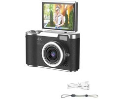 WiseGoods Premium Digitale Camera 48MP & 1080P - Met Klapscherm - LED Lamp - 8x Zoom - Compact Fototoestel - Reizen - Zwart