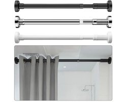 WiseGoods Premium Douchegordijnstang - Douchegordijnstangen Uitschuifbaar - Aluminium Gordijnroede - Zonder Boren 55-85CM - Zwart