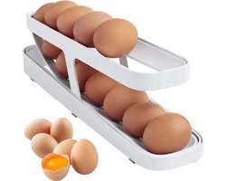 WiseGoods Premium Eierrek Koelkast - Eierhouder Voor Koelkasten - Ei Rekje - Eieren Rek - Keuken Accessoires - Keukengerei - Wit
