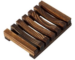 WiseGoods Premium Houten Zeepbakje - Zelflozend Voor Douche & Badkamer - Zeepbesparende Zeephouder Voor Handgemaakte Zeep - Bruin