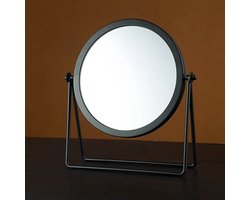 WiseGoods Premium Make-Up Spiegel Rond Dubbelzijdig - 21x18x5.5 - Spiegels Badkamer - Woonaccessoires - Cadeau - Wonen - Zwart