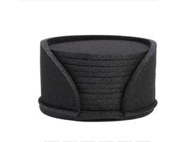 WiseGoods Premium Onderzetter Set Vilt - Onderzetters Voor Glazen - Woonaccessoires - Woondecoratie - Cadeau - Wonen - Zwart 10Stk