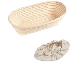 WiseGoods Premium Ovaal Rijsmandje 25x14CM - Inclusief Cover - Deegkleed - Rijsmand Banneton - Zuurdesem - Brood Bakken - Mandje