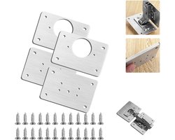 WiseGoods Premium Scharnier Platen - Plaat - Scharnieren Reparatie - Klussen - Tool - Tools - Gereedschap - Meubels - Set 2 Paar