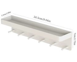 WiseGoods Premium Sleutelrekje - Plakstrip Schroeven Inclusief - Sleutelkastje - Sleutelbakje - Woonaccessoires - Wit Metaal