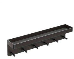 WiseGoods Premium Sleutelrekje - Plakstrip Schroeven Inclusief - Sleutelkastje - Sleutelbakje - Woonaccessoires - Zwart Metaal