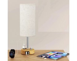 WiseGoods Premium Tafellamp - Dimbaar & Touch - 2 USB Poorten Voor Telefoon Opladen - LED Lamp Voor Slaapkamer - Warm Licht