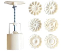 WiseGoods Premium Uitsteekvormpjes Set 6 Stuks - Koekjesstempels Rond - Koekjes & Maancakes - Bakvormen - DIY Keukengereedschap