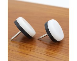 WiseGoods Premium Viltglijders Met Nagel – Meubelbeschermers Voor Stoelpoten – 16 Stuks – 28MM – Poten Meubels Beschermen - Wit
