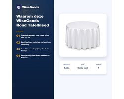 WiseGoods Rond Tafelkleed Satijn Wit 145 cm - Rond Tafellaken voor Ronde Tafel - Tafelzeil Tafelkleden Woonaccessoires