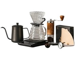 WiseGoods Slow Coffee Set 9-Delig - 0.5L - Filter Koffie Met Koffiemolen & Weegschaal - Coffeemaker - Gooseneck Ketel - Cafetière