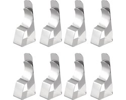 WiseGoods Tafelkleedklemmen RVS - 8 zilveren tafelklemmen voor tafelzeil - Tafelkleed klemmen buiten en binnen - Woonaccessoires