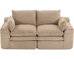 Wishdor - 2-Zits Bank - Zijvakken En Kussens - Voor Woonkamer Of Kantoor - Corduroy - Khaki - 191 X 94 X 85 Cm
