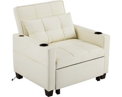 Wishdor - 3-In-1 Uitschuifbare Slaapstoel - Verstelbaar - Hout En Metaal - Wit