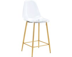 Wishdor Barkrukken - Transparante Zitting - Modern Ontwerp - Met Metalen Onderstel - Goudkleurig - Set Van 4 - Voor Keuken