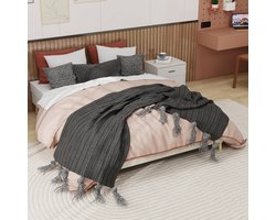 Wishdor Bedframe – 160 x 200 cm – Geometrisch Hoofdbord met Nagelbeslag – Stof en Metaal Beige – Lattenbodemframe voor Stabiliteit – Zachte Hollandse Wol – Stijlvol voor Moderne Slaapkamer – Eenvoudige Montage
