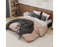 Wishdor Bedframe – 160 x 200 cm – Geometrisch Hoofdbord met Siernagels – Stof en Metaal Grijs – Lattenbodem met Vochtbescherming – Zachte Hollandse Wol – Stijlvol voor Moderne Slaapkamer – Eenvoudige Montage