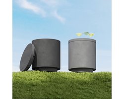 Wishdor - Bijzettafel Met Drankkoeler En Opbergruimte - Modern - Voor Terras En Tuin - Beton - Lichtgrijs - Ø37,5 X 43,5 Cm