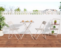 Wishdor Bistroset - Opvouwbaar En Lichtgewicht - Voor Terras - Stalen Tafel En 2 Stoelen - Beige - Tafel 60 X 60 X 73 Cm En Stoelen 43 X 45 X 76 Cm