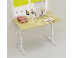 Wishdor Bureau - In hoogte verstelbaar - Handmatig verstelbaar - Zit sta functie - Dubbele kolom - Simpel design - Thuiswerk studie kantoor - Hout metaal - Hout - 100 x 60 x 60-90 cm