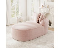 Wishdor Chaise longue rechts - Modulaire 1-zits met kussens - Extra diepe zitting en brede armleuning - Modern minimalistisch - Woonkamer - Chenille - Roze - 164 x 92 x 67 cm