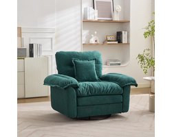 Wishdor - Draaifauteuil - 360° Draaibaar Met Steunkussen - Chenille - Groen