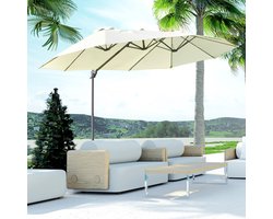 Wishdor - Dubbele Zweefparasol - Met Slinger En Ventilatieopeningen - Voor Tuin - Polyester - Crèmewit - 440 X 270 X 250 Cm