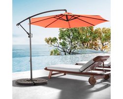 Wishdor - Dubbelzijdige Zweefparasol - Kantelbaar En Met Slinger - Voor Tuin - Staal - Oranje - 14,8 Ft