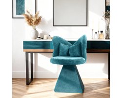 Wishdor Eetkamerstoel - Draaibaar kuipmodel - Zonder armleuningen - Design - Woonkamer slaapkamer eetkamer make-uphoek - Chenille velvet - Blauw - 52 x 52 x 78 cm
