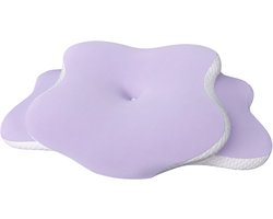Wishdor Ergonomisch traagschuim kussen - Vlindervormig contour - Voor nek en schouders - Zijslaper en rugslaper - Wasbare hoes - Paars - L 60 x B 35 x H 13 cm