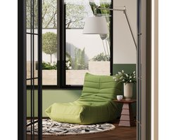 Wishdor Ergonomische Loungestoel Teddy Fleece – Lazy Man Relaxstoel Zonder Voetenbank – Lichtgewicht Fauteuil – Groen – Voor Woonkamer, Slaapkamer en Kantoor