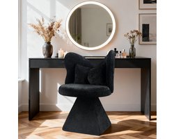 Wishdor Fauteuil - Vlinderstoel draaibaar - Zonder armleuningen - Chenille velvet - Design - Woonkamer slaapkamer eetkamer salon - Zwart - 52 x 52 x 76,2 cm